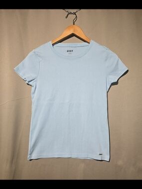 DKNY Women's Classic Light Blue Crew Neck T-Shirt